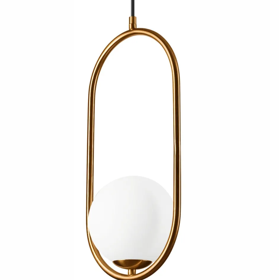 Hängelampen|Bürolampen*Lamkur Hängelampe Glaskugel Metall in Messing Weiß G9 bis 5 W