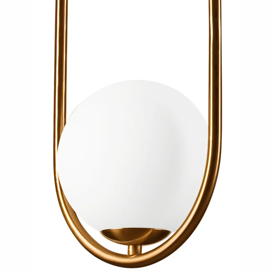 Hängelampen|Bürolampen*Lamkur Hängelampe Glaskugel Metall in Messing Weiß G9 bis 5 W