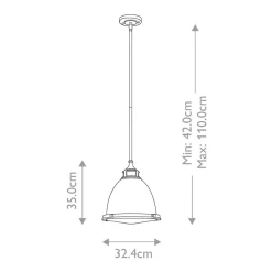Elstead Hängelampe Glasschirm D: 32,4 cm rund H: max. 110 cm< Bürolampen|Wohnzimmerlampen