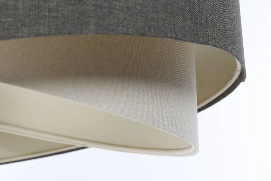 Hängelampen|Bürolampen*BPS Koncept Hängelampe Grau Creme E27 rund Ø 40 cm Stoff Modern
