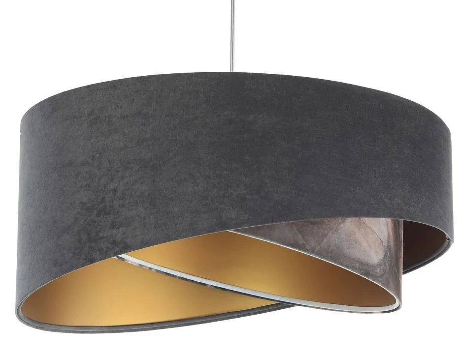 BPS Koncept Hängelampe Grau Gold E27 Stoffschirm Ø 50 cm Modern KARIM< Hängelampen|Bürolampen