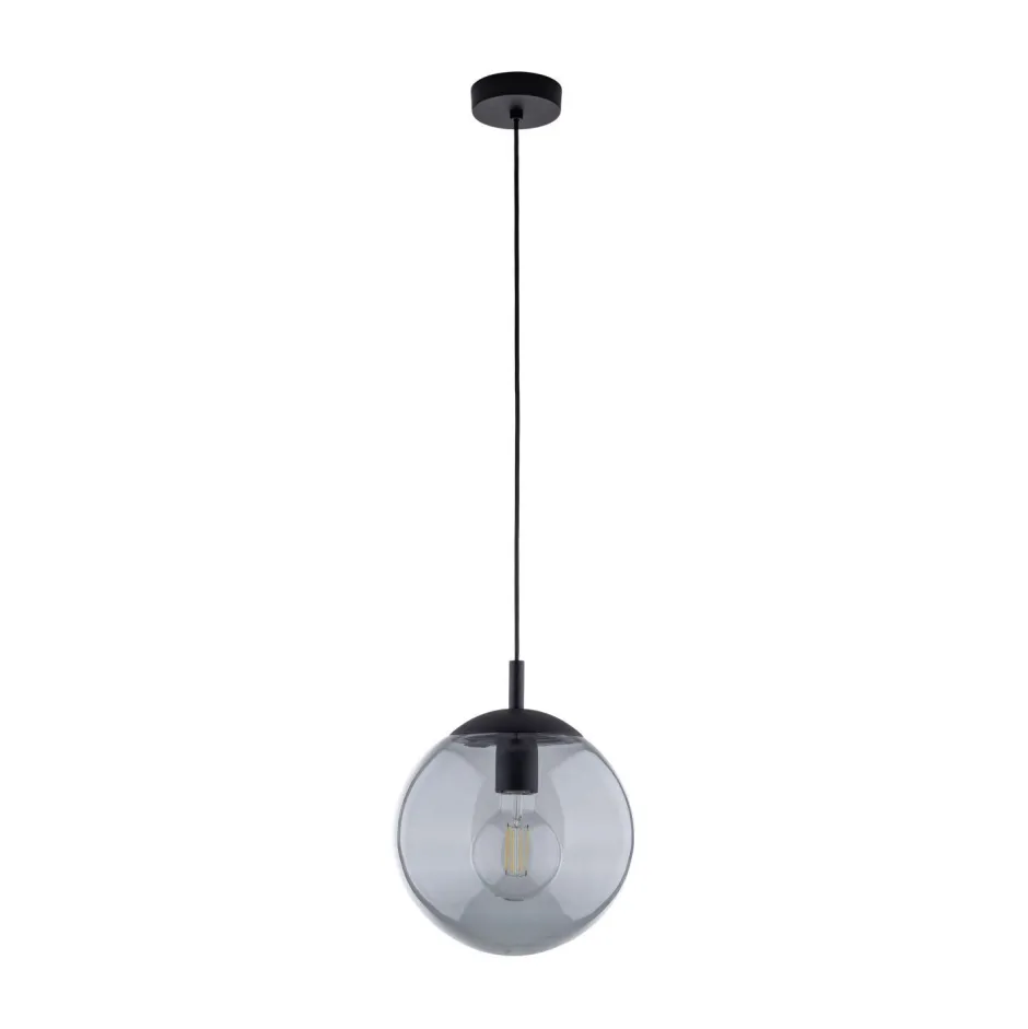 Hängelampen|Esszimmer Lampen*TK Lighting Hängelampe Grau Schwarz Ø 25 cm E27 Kugel Rauchglas Metall