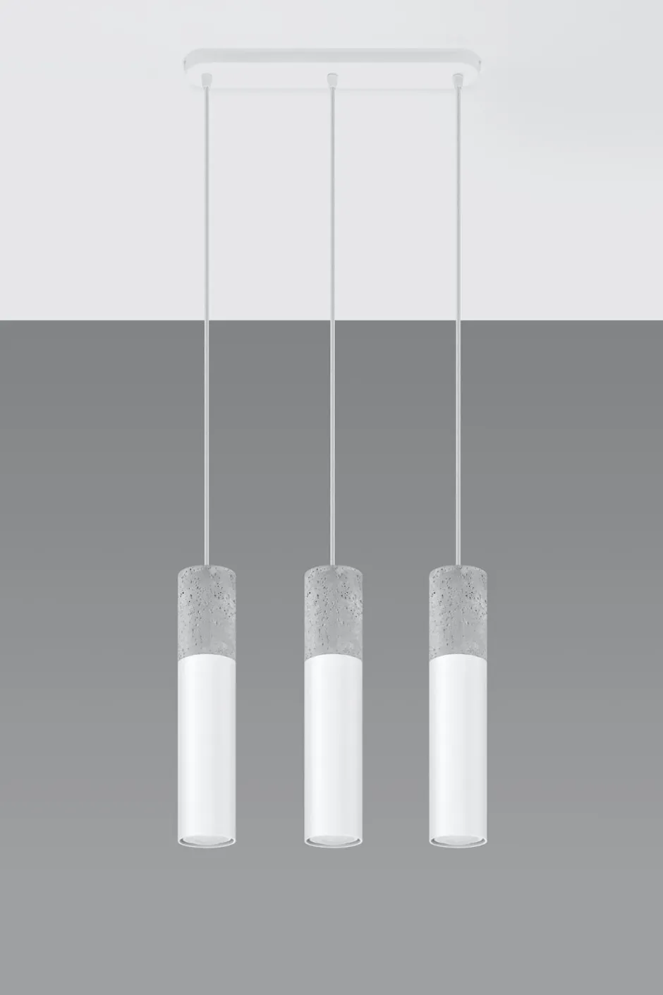 Hängelampen|Wohnzimmerlampen*Sollux Hängelampe Grau Weiß Beton Metall 3-flmg GU10 JUNIA