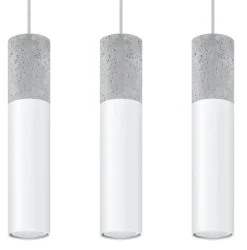 Hängelampen|Wohnzimmerlampen*Sollux Hängelampe Grau Weiß Beton Metall 3-flmg GU10 JUNIA
