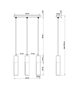 Hängelampen|Wohnzimmerlampen*Sollux Hängelampe Grau Weiß Beton Metall 3-flmg GU10 JUNIA
