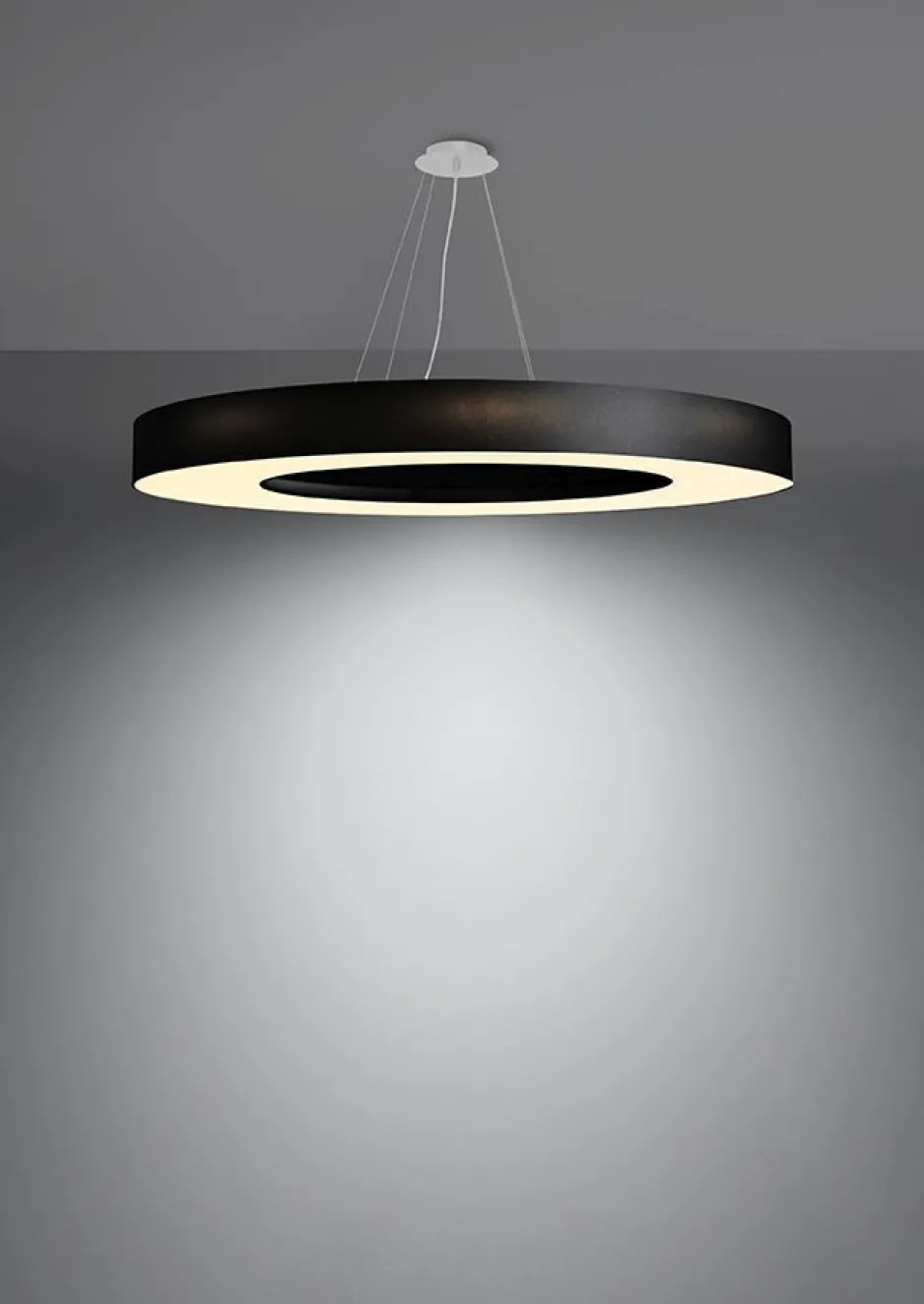 Hängelampen|Wohnzimmerlampen*Sollux Hängelampe groß Ø 90 cm rund Schwarz Stoff SANNY