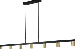 Esszimmer Lampen|Wohnzimmerlampen*Masterlight Hängelampe groß 180 cm Gold Schwarz 7-flammig GU10