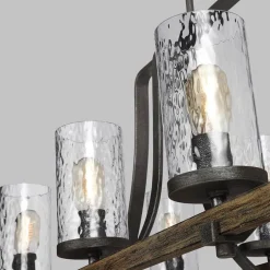 Elstead Hängelampe groß 116,8 cm lang 8x E27 Rustikal Metall Glas Holz< Hängelampen|Esszimmer Lampen