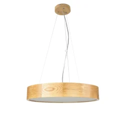 Holzlampen|Moderne Lampen*Lamkur Hängelampe Holz Eiche Glas 3-flmg Ø47cm Küche