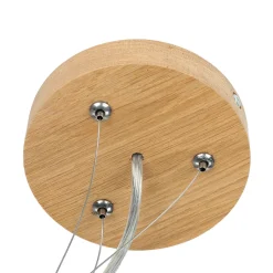 Holzlampen|Moderne Lampen*Lamkur Hängelampe Holz Eiche Glas 3-flmg Ø47cm Küche