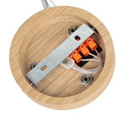 Holzlampen|Moderne Lampen*Lamkur Hängelampe Holz Eiche Glas 3-flmg Ø47cm Küche