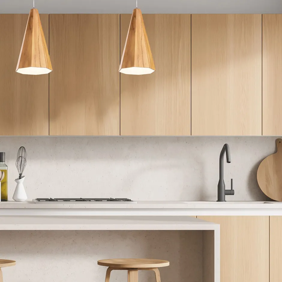 Elstead Hängelampe Holz Furnier Teak B: 20 cm E27 Modern< Hängelampen|Bürolampen