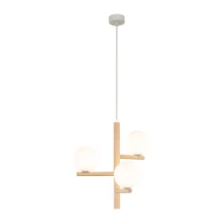 TK Lighting Hängelampe Holz Metall Glas B: 33 cm H: max. 100 cm 3x G9< Hängelampen|Bürolampen