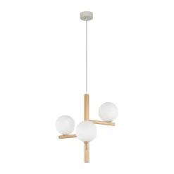 TK Lighting Hängelampe Holz Metall Glas B: 33 cm H: max. 100 cm 3x G9< Hängelampen|Bürolampen