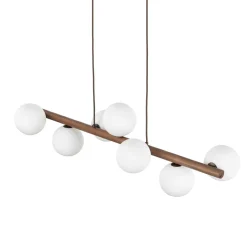Hängelampen|Bürolampen*TK Lighting Hängelampe Holz Metall Glas L: 90 cm H: max. 125 cm 7x G9
