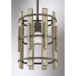 Hängelampen|Holzlampen*Elstead Hängelampe Holz Metall in Antik Ø23cm RODRIC