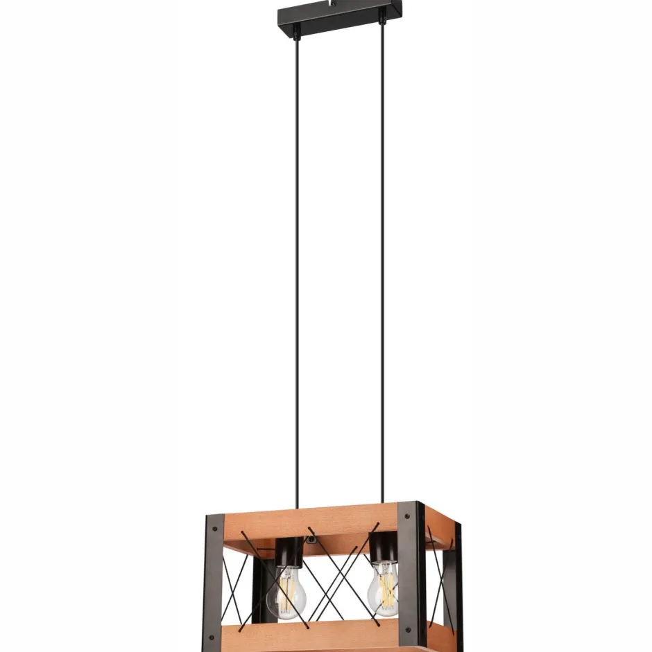 Lamkur Hängelampe Holz Metall Rustikal B: 33 cm höhenverstellbar< Bürolampen|Rustikale Lampen