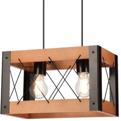 Lamkur Hängelampe Holz Metall Rustikal B: 33 cm höhenverstellbar< Bürolampen|Rustikale Lampen