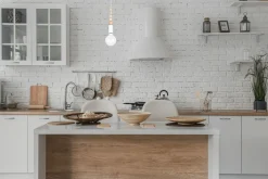 Hängelampen|Bürolampen*Belis Hängelampe Holz Metall Weiß E27 Ø10 cm rund wohnlich