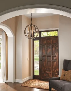 Hängelampen|Kugellampen*Elstead Hängelampe Holz rund Ø52cm Höhe verstellbar ARBARO