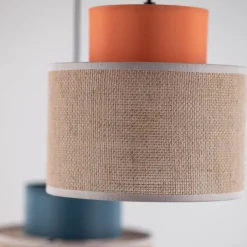 TK Lighting Hängelampe Jute Stoff E27 verstellbar 3-flammig Retro Bunt< Stofflampen|Retro Lampen
