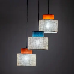 TK Lighting Hängelampe Jute Stoff E27 verstellbar 3-flammig Retro Bunt< Stofflampen|Retro Lampen