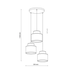 TK Lighting Hängelampe Jute Stoff E27 verstellbar 3-flammig Retro Bunt< Stofflampen|Retro Lampen