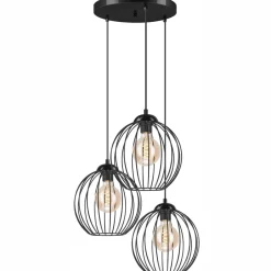 Lamkur Hängelampe KARNA Metall Draht Schwarz 3-flammig verstellbar< Hängelampen|Bürolampen