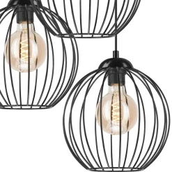 Lamkur Hängelampe KARNA Metall Draht Schwarz 3-flammig verstellbar< Hängelampen|Bürolampen