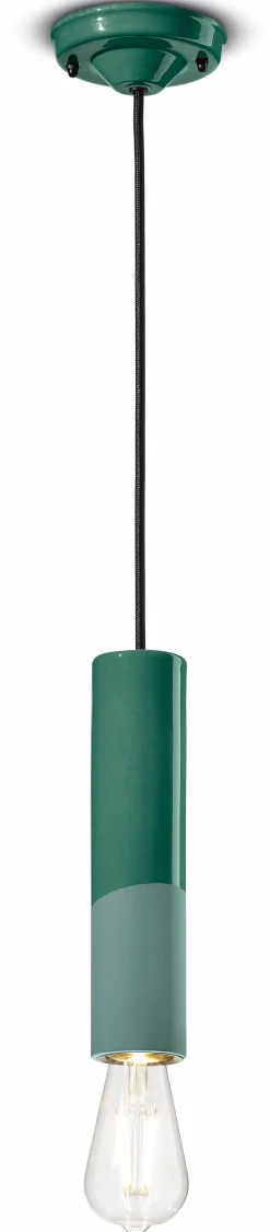 Ferroluce Hängelampe Keramik Ø 5,5 cm Grün E27 rund Retro< Wohnzimmerlampen|Esszimmer Lampen