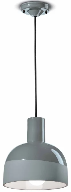 Ferroluce Hängelampe Keramik E27 D: 22,5 cm H: max. 146,5 cm Grau< Wohnzimmerlampen|Keramiklampen