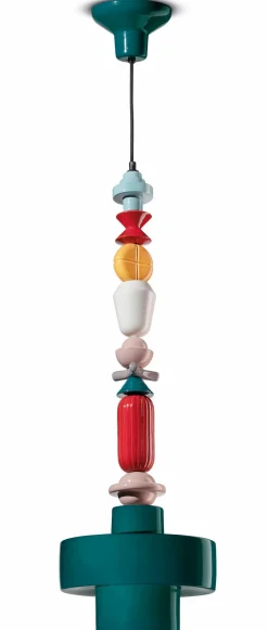 Wohnzimmerlampen|Keramiklampen*Ferroluce Hängelampe Keramik E27 Petrol Bunt Retro Ø 28 cm