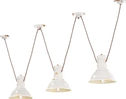 Ferroluce Hängelampe Keramik E27 Weiß Shabby Antik 3-flammig< Wohnzimmerlampen|Keramiklampen