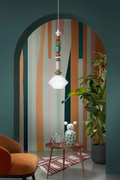 Ferroluce Hängelampe Keramik Glas Ecru Bunt E27 Retro SILVIA< Wohnzimmerlampen|Glaslampen