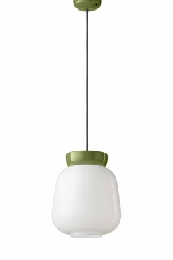 Ferroluce Hängelampe Keramik Glas rund D: 29 cm Weiß Grün< Wohnzimmerlampen|Glaslampen