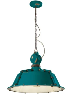 Ferroluce Hängelampe Keramik H: max. 110 cm Petrol Shabby Antik< Wohnzimmerlampen|Keramiklampen