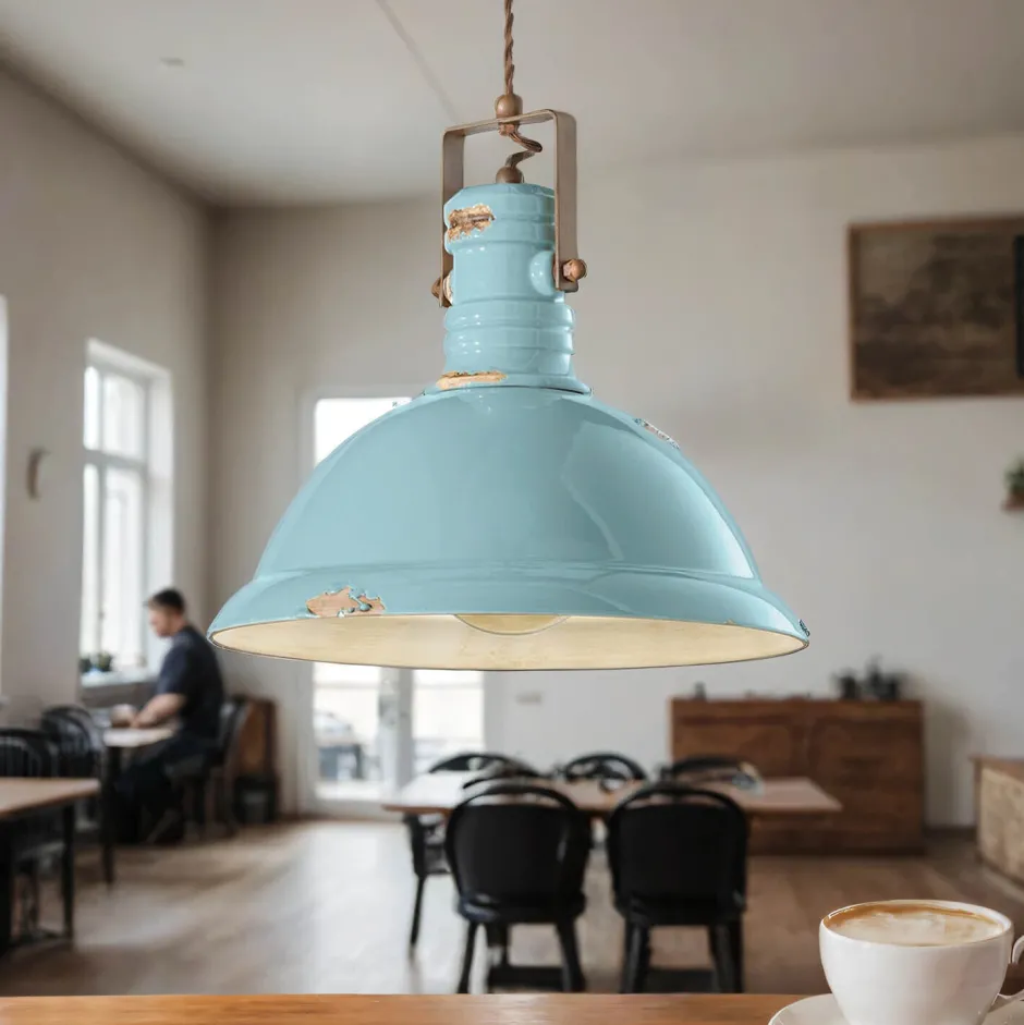 Ferroluce Hängelampe Keramik Metall E27 D: 40 cm rund< Keramiklampen|Rustikale Lampen