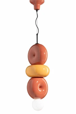 Wohnzimmerlampen|Keramiklampen*Ferroluce Hängelampe Keramik Orange Gelb E27 Retro Design MICHELE