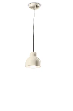 Wohnzimmerlampen|Keramiklampen*Ferroluce Hängelampe Keramik rund Ø 15 cm H: max. 136 cm Creme