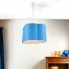 TK Lighting Hängelampe Kinder Metall Stoff E27 Weiß Blau<Kinder Hängelampen|Esszimmer Lampen
