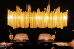 Hängelampen|Bürolampen*Invicta Interior Hängelampe Klassisch Metall in Gold E14 120 cm lang