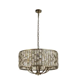 Searchlight Hängelampe Kristall Ø 64 cm rund Messing Antik Creme 8x E14< Hängelampen|Esszimmer Lampen