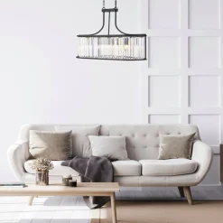 Searchlight Hängelampe Kristall 78 cm lang 5x E14 Metall Glas< Hängelampen|Wohnzimmerlampen