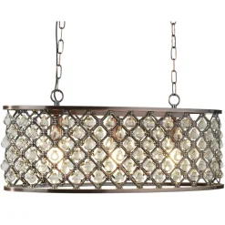 Hängelampen|Wohnzimmerlampen*Searchlight Hängelampe Kristall B: 60 cm 3x E14 in Kupfer antik