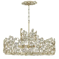 Hängelampen|Wohnzimmerlampen*Elstead Hängelampe Kristall Metall in Blattsilber verstellbar