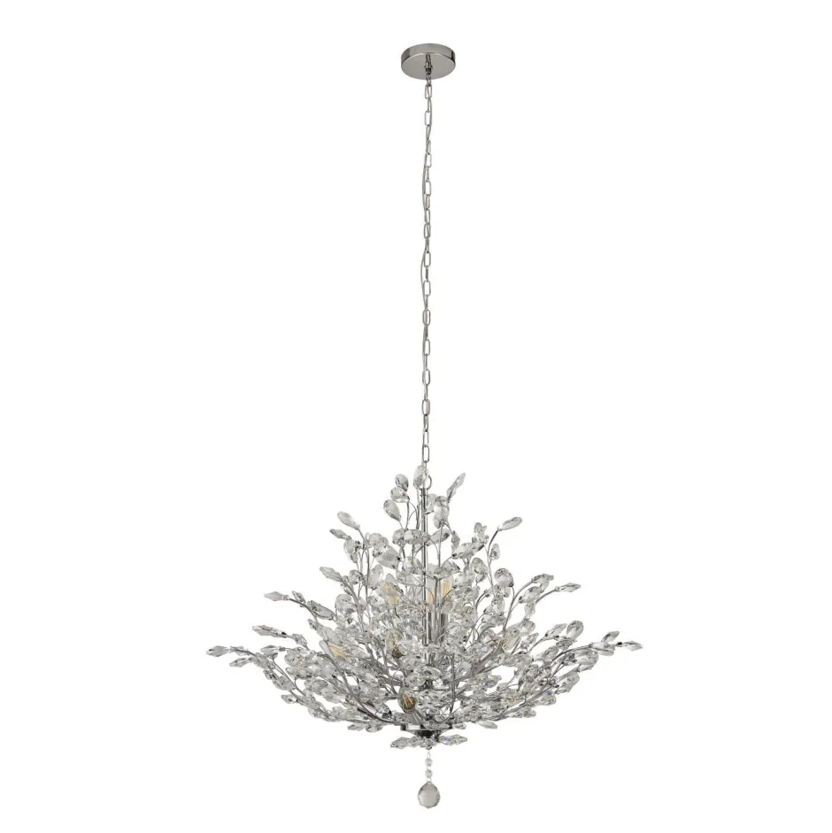 Hängelampen|Wohnzimmerlampen*Searchlight Hängelampe Kristall Metall Ø 78 cm 11x E14 Klar Chrom