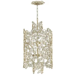 Hängelampen|Wohnzimmerlampen*Elstead Hängelampe Kristall Metall in Blattsilber THYMI