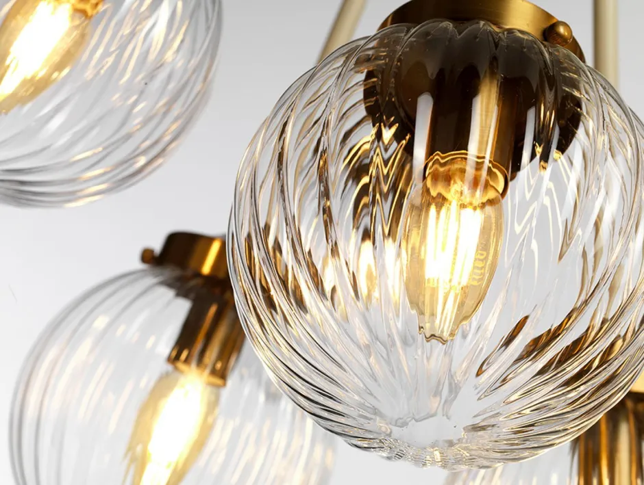 Kugellampen|Vintage Lampen*Elstead Hängelampe Kugel Schirm Glas Metall in Creme Messing