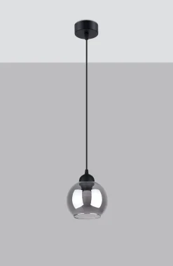 Sollux Hängelampe Kugel Schirm Schwarz Rauchglas E27< Hängelampen|Esszimmer Lampen