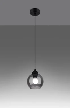 Sollux Hängelampe Kugel Schirm Schwarz Rauchglas E27< Hängelampen|Esszimmer Lampen